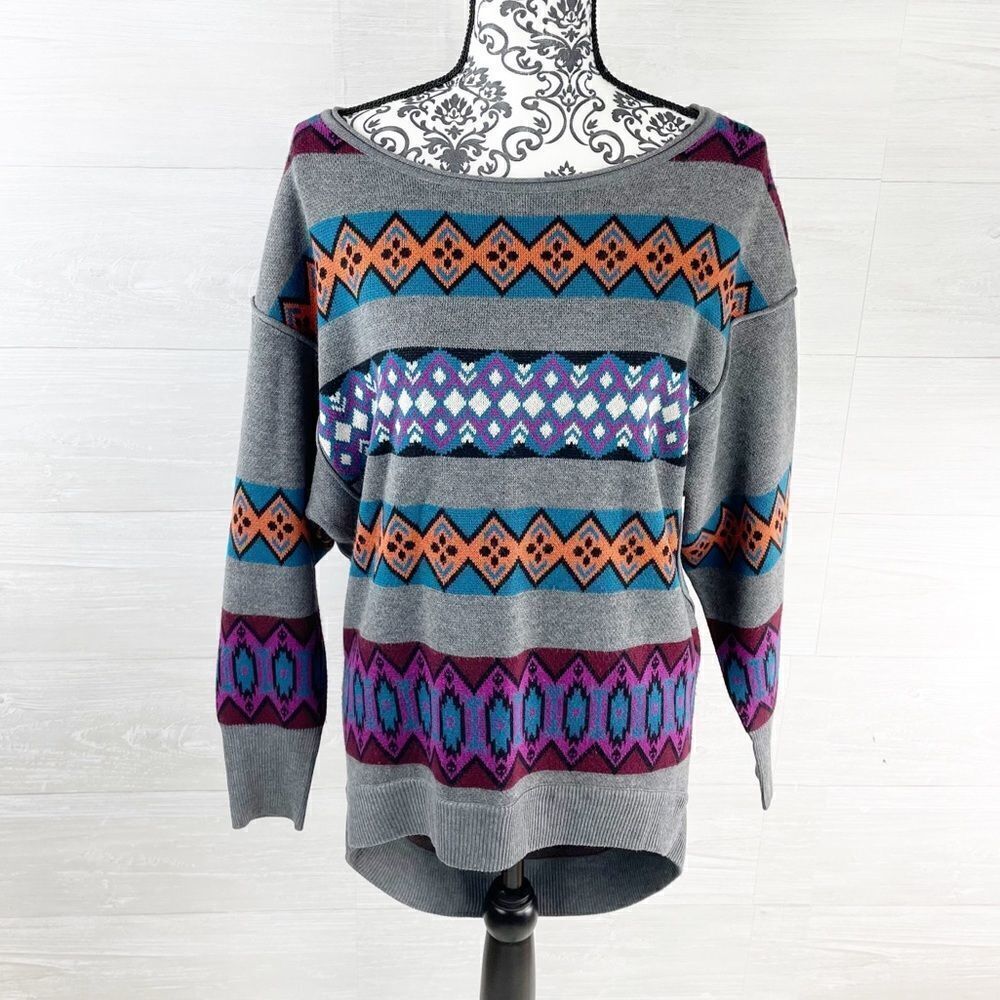 Anthropologie Plenty by Tracy Reece Fairisle Stripe Slouchy Pullover Sweater